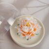 Gradient orange - white ceramic flower diffuser with gold rim, 非遗 aromatherapy & decor piece
