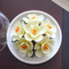 Yellow double petal cherry blossom ceramic incense stick holder
