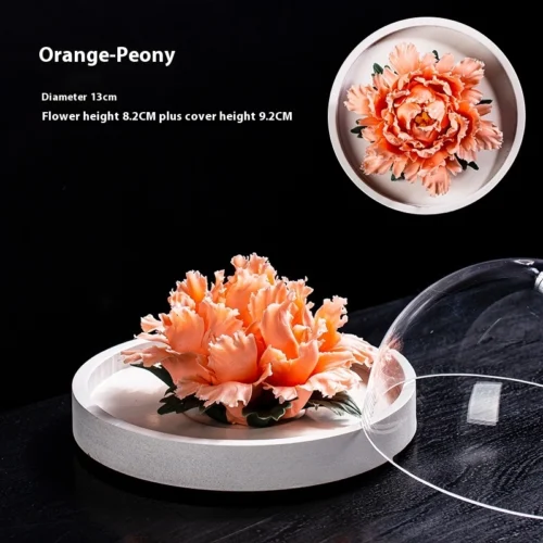 Handmade white ceramic peony diffuser with glass cover for essential oil diffusion and incense holding.